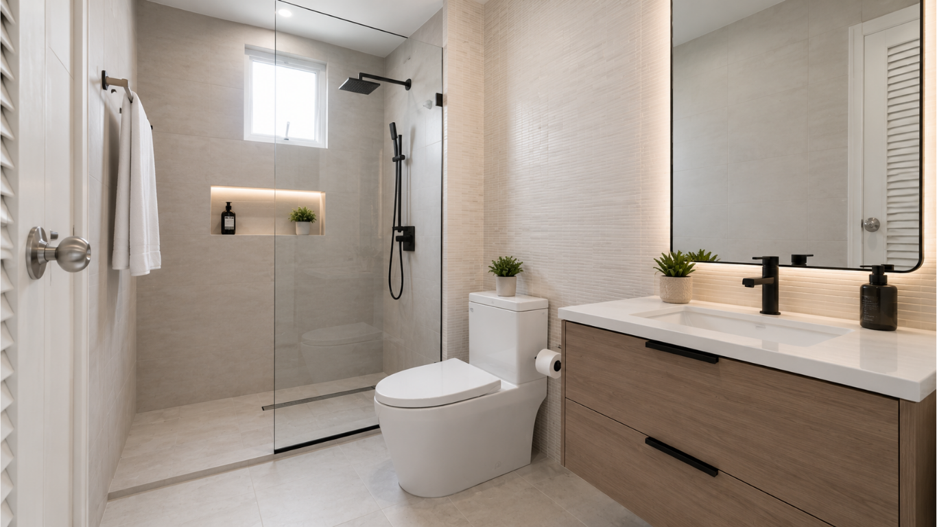 Finished bathroom remodeling project